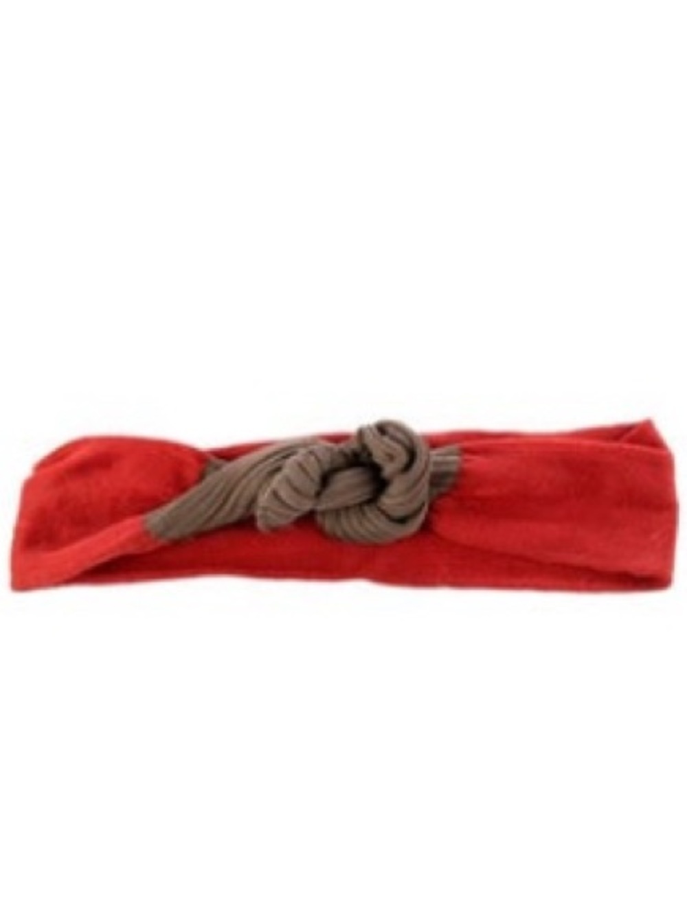 Prada Red Fabric Headband with Brown Knot Accent